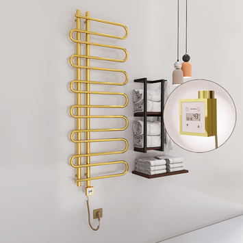Radiva - Zante Electric Towel Warmer 600x1400 Gold Ktx3 300 W (Spiral Cable)