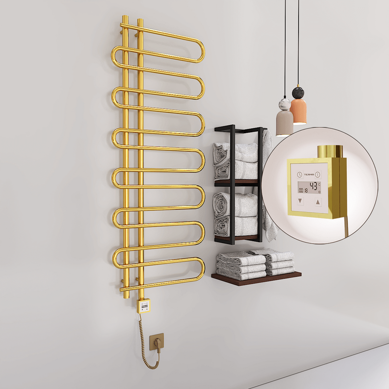 Zante Sèche Serviettes Electrique 600x1400 Or Ktx3 300 Watt Câble en spirale