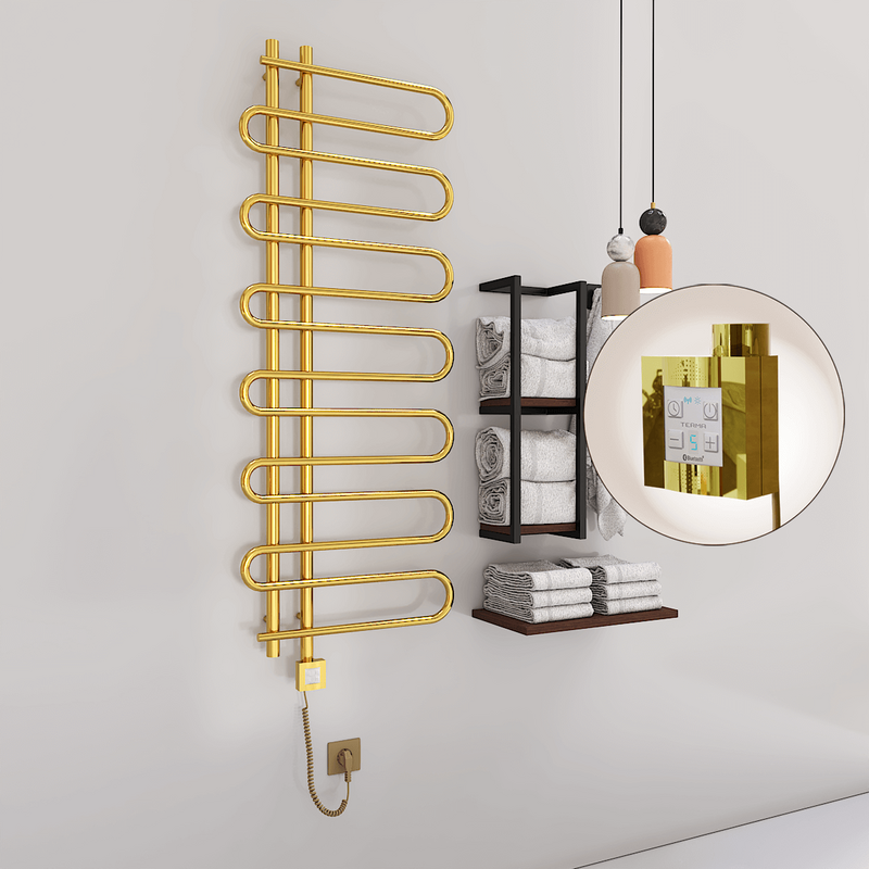 Zante Sèche Serviettes Electrique 600x1400 Or Ktx4 300 Watt Câble en spirale