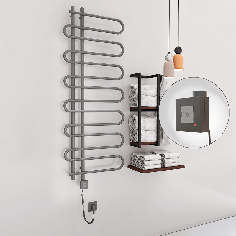 Zante Sèche Serviettes Electrique 600x1400 Anthracite Ktx1 600 Watt Câble en spirale