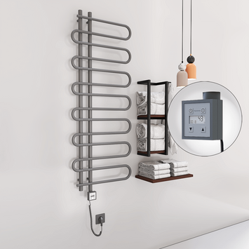 Radiva - Zante Sèche Serviettes Electrique 600x1400 Anthracite Ktx3 600 Watt Câble en spirale