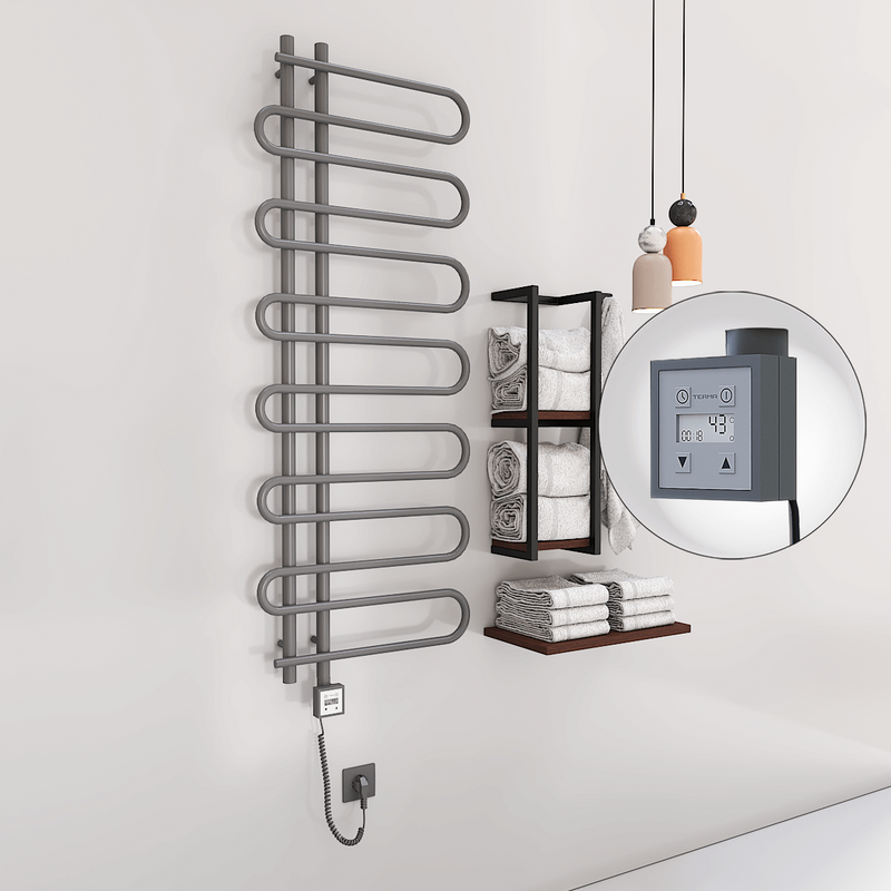 Zante Sèche Serviettes Electrique 600x1400 Anthracite Ktx3 600 Watt Câble en spirale