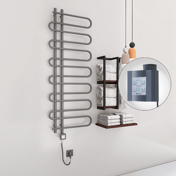 Radiva - Zante Sèche Serviettes Electrique 600x1400 Anthracite Ktx4 600 Watt Câble en spirale