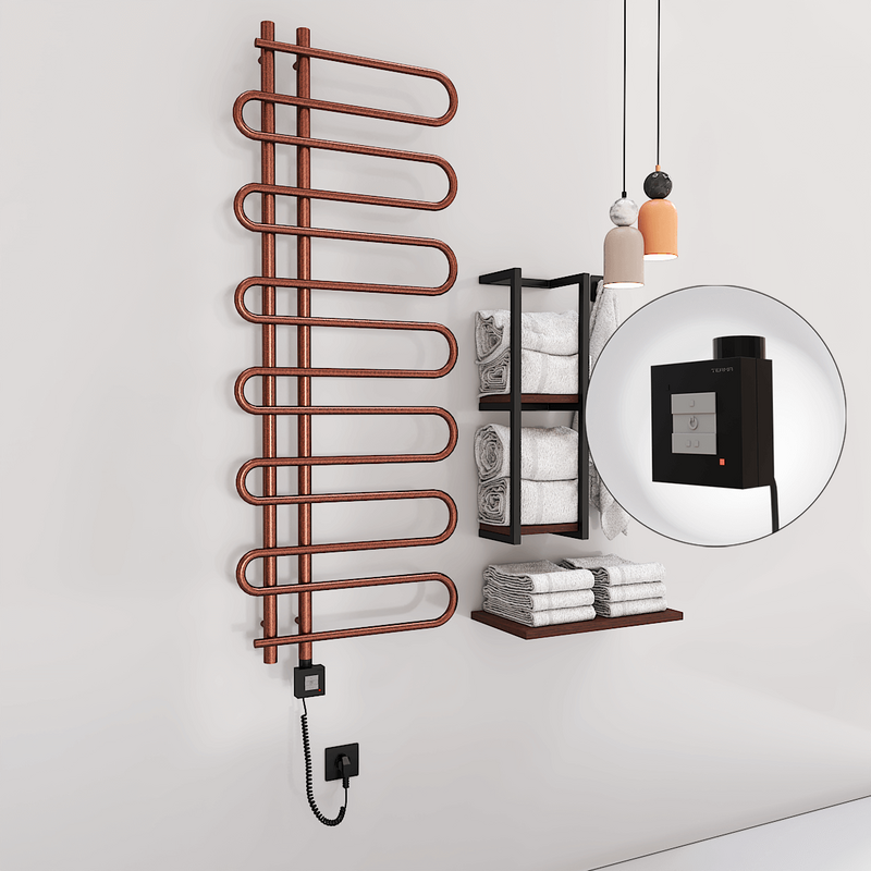 Zante Sèche Serviettes Electrique 600x1400 Antique Cuivre Ktx1 300 Watt Câble en spirale