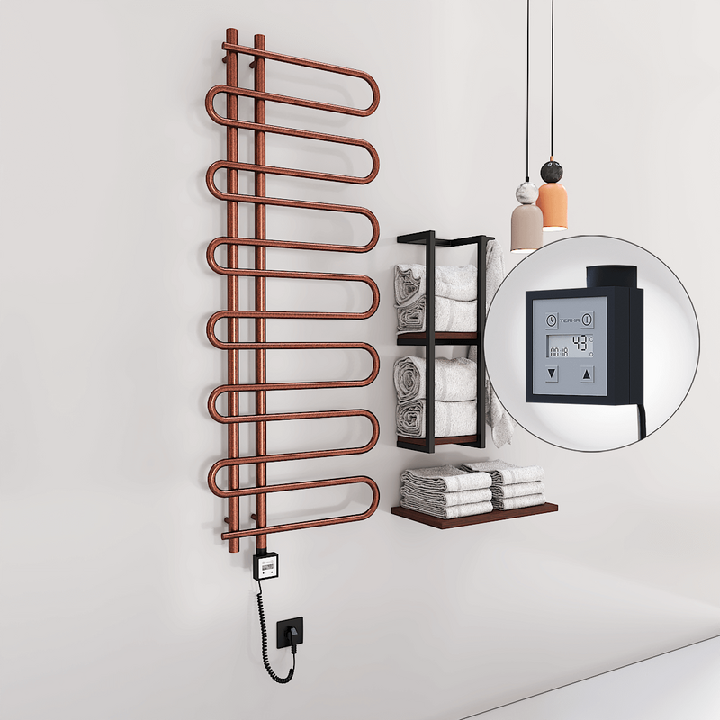 Zante Sèche Serviettes Electrique 600x1400 Antique Cuivre Ktx3 300 Watt Câble en spirale