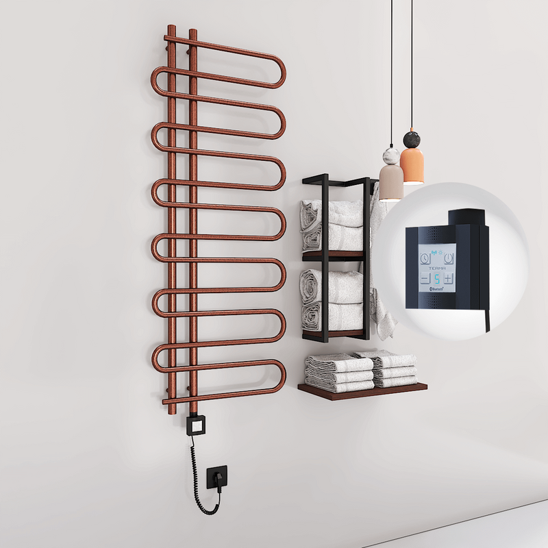 Zante Sèche Serviettes Electrique 600x1400 Antique Cuivre Ktx4 300 Watt Câble en spirale