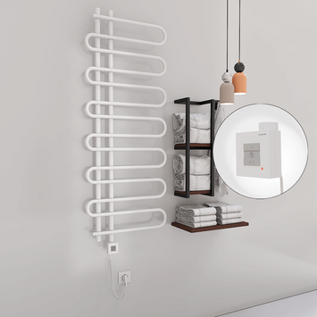 Radiva - Zante Sèche Serviettes Electrique 600x1400 Blanc Ktx1 600 Watt Câble en spirale