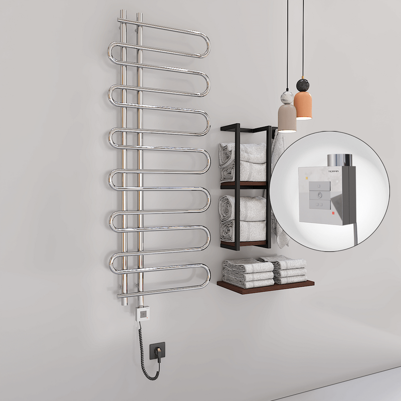 Zante Sèche Serviettes Electrique 600x1400 Chrome Ktx1 300 Watt Câble en spirale