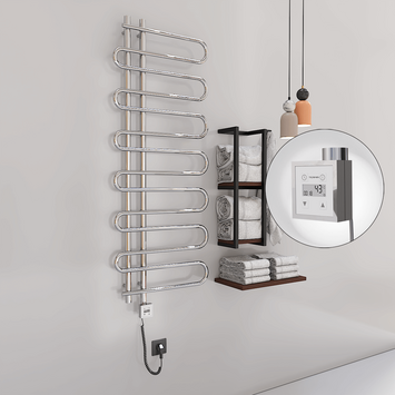 Radiva - ZANTE Elektrikli Havlupan 600x1400 Krom (KTX3 Termostat) 300W Spiral Kablolu