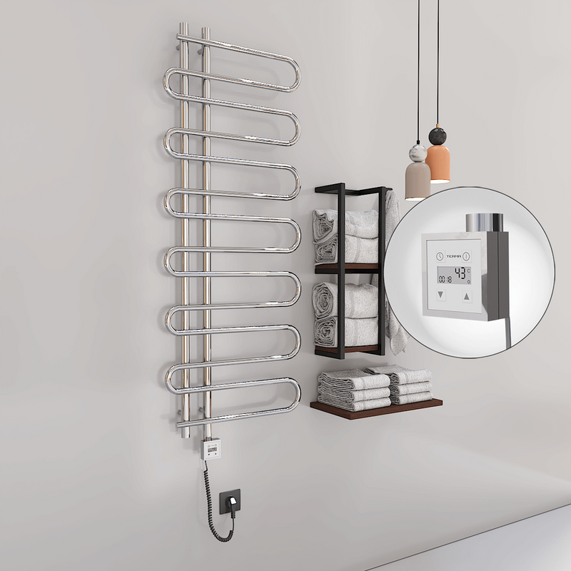 Zante Sèche Serviettes Electrique 600x1400 Chrome Ktx3 300 Watt Câble en spirale