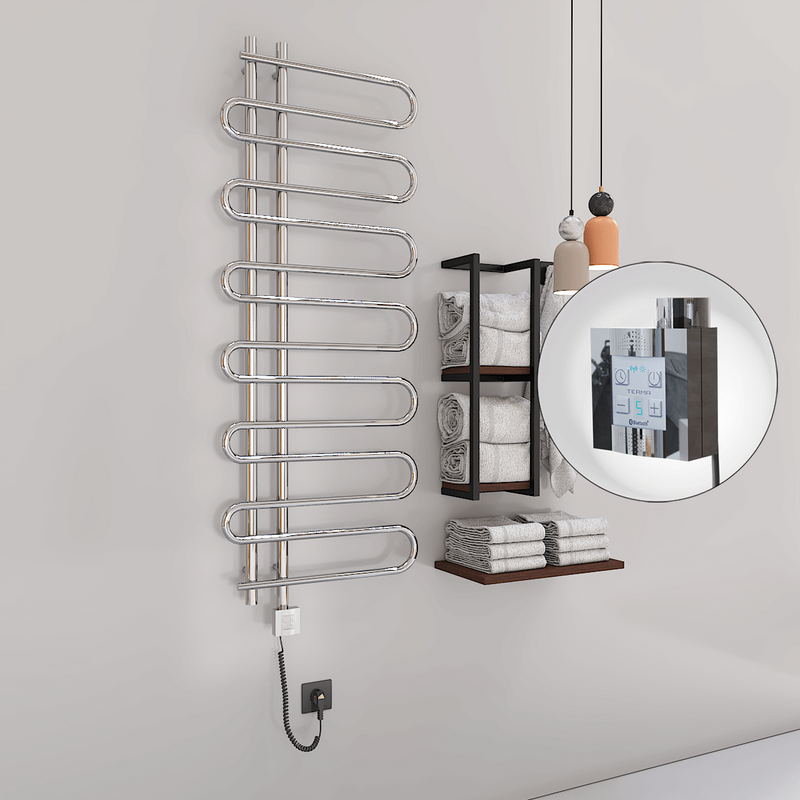 Zante Sèche Serviettes Electrique 600x1400 Chrome Ktx4 300 Watt Câble en spirale