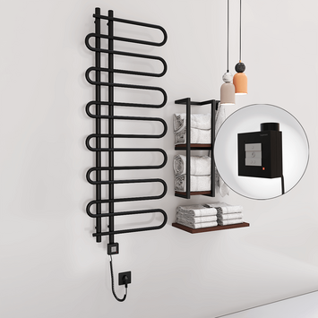 Radiva - ZANTE Elektrikli Havlupan 600x1400 Siyah (KTX1 Termostat) 600W Spiral Kablolu