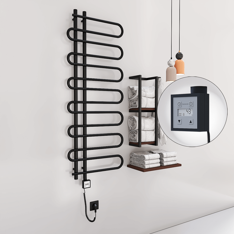 Zante Sèche Serviettes Electrique 600x1400 Noir mat Ktx3 600 Watt Câble en spirale