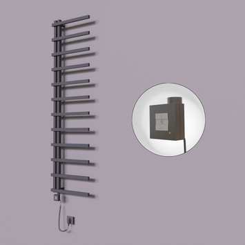 Radiva - Zap Dekoratif Elektrikli Havlupan 500x1150 Koyu Antrasit (KTX1 Termostat) 300W Spiral Kablolu