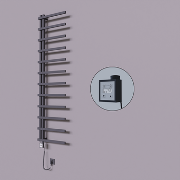 Radiva - Zap Dekoratif Elektrikli Havlupan 500x1150 Koyu Antrasit (KTX3 Termostat) 300W Spiral Kablolu