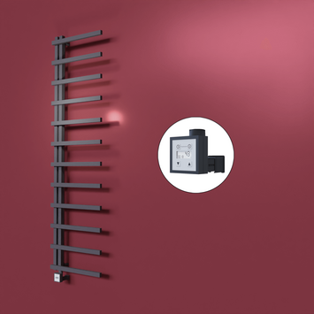 Radiva - Zap Dekoratif Elektrikli Havlupan 500x1150 Koyu Antrasit (KTX3 Termostat) 300W