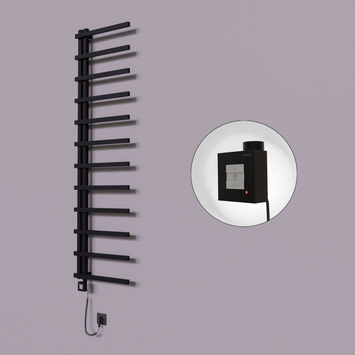 Radiva - Zap Dekoratif Elektrikli Havlupan 500x1150 Siyah (KTX1 Termostat) 300W Spiral Kablolu