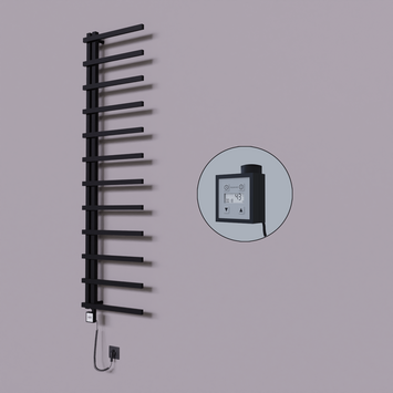 Radiva - Zap Dekoratif Elektrikli Havlupan 500x1150 Siyah (KTX3 Termostat) 300W Spiral Kablolu
