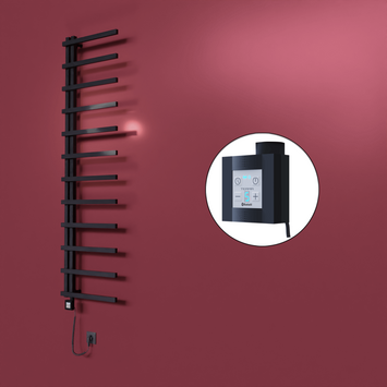 Radiva - Zap Dekoratif Elektrikli Havlupan 500x1150 Siyah (KTX4 Termostat) 300W Spiral Kablolu