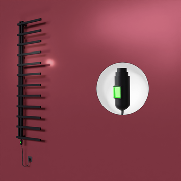 Radiva - Zap Dekoratif Elektrikli Havlupan 500x1150 Siyah (On/Off Düğmeli) 300W