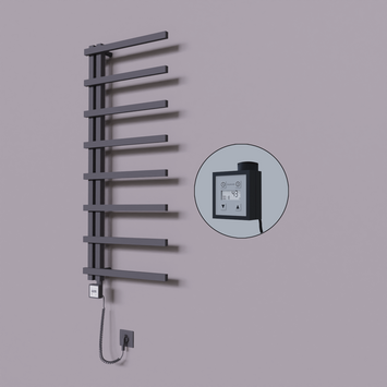 Radiva - Zap Dekoratif Elektrikli Havlupan 500x1800 Koyu Antrasit (KTX3 Termostat) 600W Spiral Kablolu