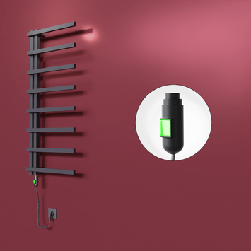Radiva - Zap Dekoratif Elektrikli Havlupan 500x1800 Koyu Antrasit (On/Off Düğmeli) 600W