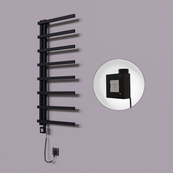 Radiva - Zap Dekoratif Elektrikli Havlupan 500x1800 Siyah (KTX1 Termostat) 600W Spiral Kablolu