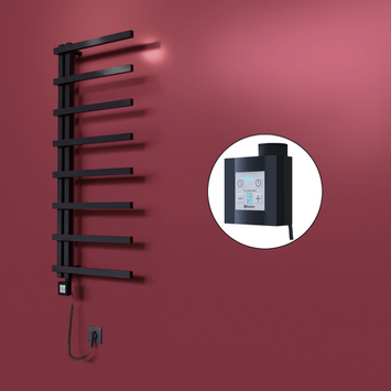 Radiva - Zap Dekoratif Elektrikli Havlupan 500x1800 Siyah (KTX4 Termostat) 600W Spiral Kablolu
