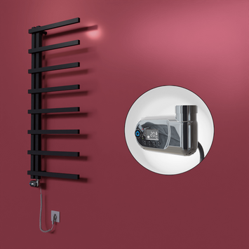  - Zap Dekoratif Elektrikli Havlupan 500x1800 Siyah (Thesis Termostat) 600W